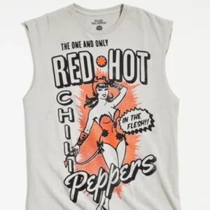 NWOT Red Hot Chili Peppers Sleeveless Tee with Red and Black Print